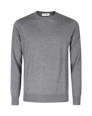 Paolo Pecora Extrafine Merino Wool Crew Neck Sweater - Gray