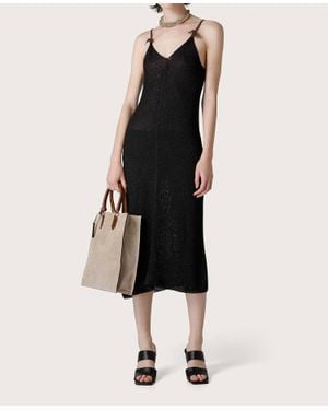 Seventy Spaghetti Strap V-Neck Dress - Black