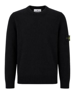 Stone Island Classic Sweater With Distinctive Patch Detail - Black