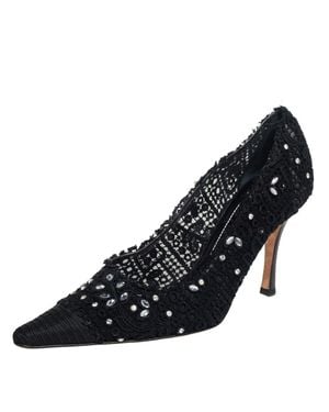 Rene Caovilla René Caovilla Lace And Canvas Crystal Embellished Pumps - Blue