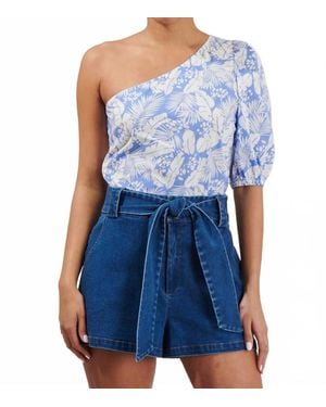 Sugarlips Azul One Shoulder Blouse - Blue