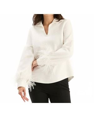 tyler boe Erin Ponte Feather Sleeve Top - White