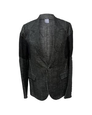 Lanvin Single-Breasted Woven Accent Blazer - Black
