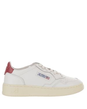 Autry Low-Top Leather Sneakers With Contrast Heel Tab And Logo Details - White