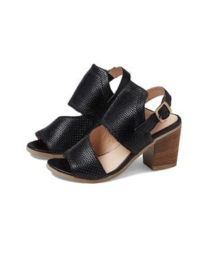 Eric Michael Bistro Sandal Eu 37 Leather Block Heel Slingback Khd407 - Black