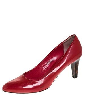 Bally Patent Leather Round Toe Pumps - Red