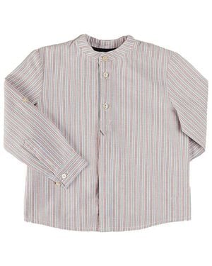 Pepa London Beaufort Striped Mao Collar Shirt - Gray