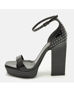 Saint Laurent Saint Laurent Size 37.5 Patent Leather Ankle Strap Sandals - Black