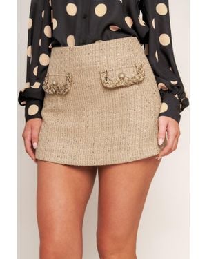 TRUEDAMES Belle Braid Tweed Skort - Natural