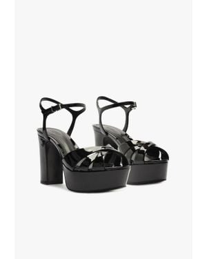 SCHUTZ SHOES Keefa Sandals Ankle Strap Platform Block Heel Zogg72 - Black