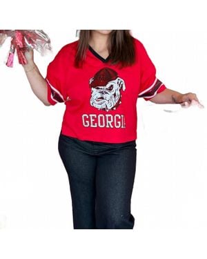 Stewart Simmons Georgia Blitz Sequin Jersey Tee - Red