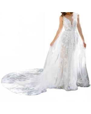 Sophia Tolli Boho-Inspired Wedding Gown With Cotton Lace - White