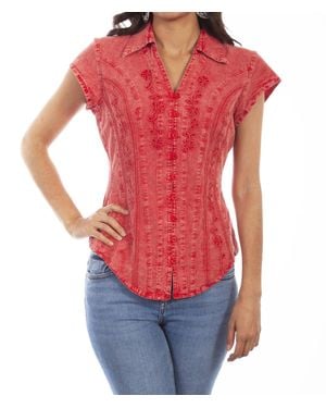 Scully Cap Sleeve Blouse - Red