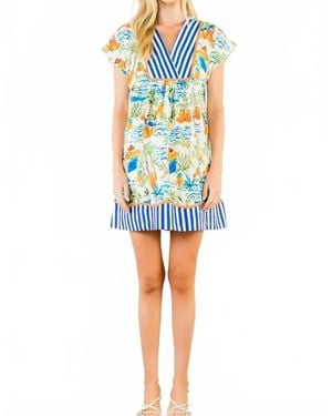 Thml Tropical Print Dress - Blue