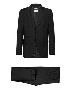 Philipp Plein Light Wool Suit: Blazer/Trousers - Black