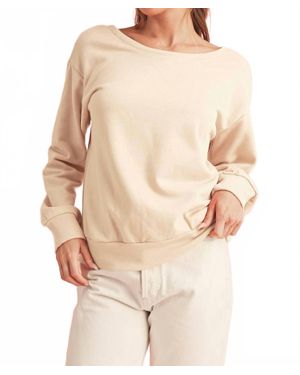 Shewin Bowknot Round Neck Sweatshirt - Natural
