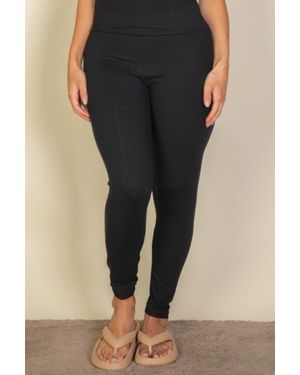 TRUEDAMES Plus Basic Solid Leggings - Black