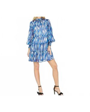J joy Back Tie Neck Dress - Blue
