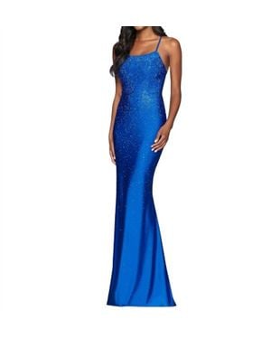Faviana Tight Prom Dress With Rhinestone - Blue