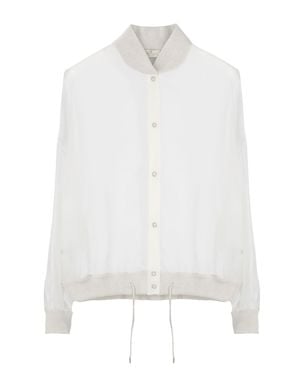 Panicale Silk Bomber Lurex Casual Shirt - White