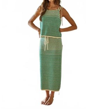By Together Knit Sweater Striped Midi Skirt - Green
