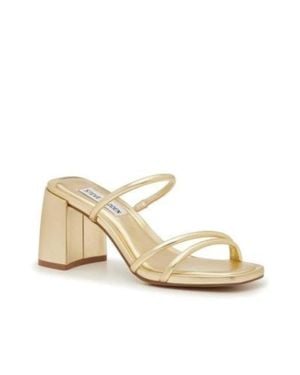 Steve Madden Gemeni Sandals Square Toe Block Heel Gal1591 - Natural