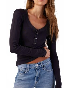 AMO Sweets Henley Long Sleeve Tee - Blue
