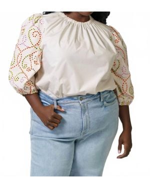 Emily Lovelock Lilly 3/4 Sleeve Pullover Blouse - Gray