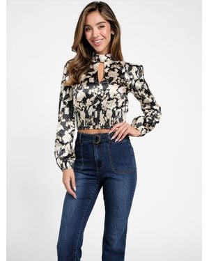 Guess Cabrera Mock-Neck Top - Blue