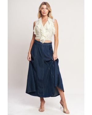 TRUEDAMES Denim Balance Woven Circle Skirt - Blue