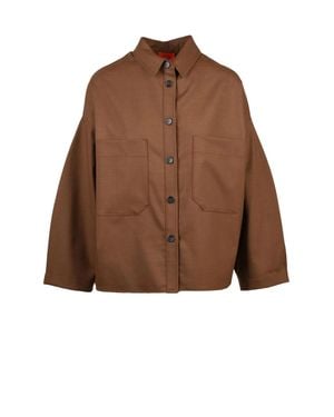 MERCI.LIVE THE UNEXPECTED Wool-Blend Oversized Shirt - Brown