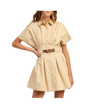 En Saison Cecilla Mini Shirt Dress - Natural