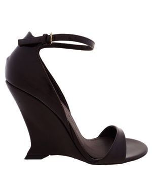 Ferragamo Ferragamo Vidette Patent Leather Wedge Sandals, Size 7 C - Black