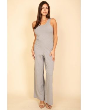 TRUEDAMES Sleeveless Tank Wide Leg Jumpsuit - Natural