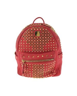 MCM Leather Backpack Hardware - Red