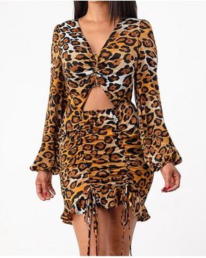 Shop 17 Cheetah Cut Out Mini Dress - Brown