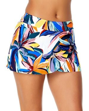 Anne Cole Tulip Drape Swim Skirt - Blue