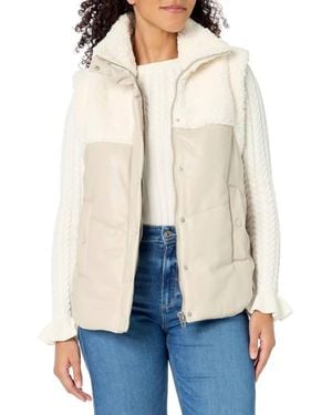 Blank NYC Vegan Leather Quilted Sherpa Vest - Blue