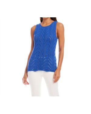 Karen Kane Catherine Crochet Sweater Tank - Blue