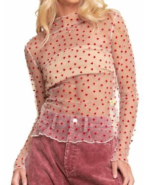 Davi & Dani Ruby Hearts Mesh Tee - Red