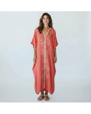 Skemo Long Kaftan Maxi Dress - Red