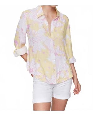 Charlie b Printed Rollup Long Sleeve Shirt - White