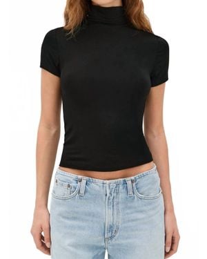 LNA Demi Fitted Mock Neck Top - Black