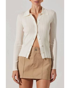 Astr Eliot Collared Button-Up Sweater - Natural