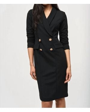 Joseph Ribkoff Silky Knit Double Breasted Blazer Dress - Black