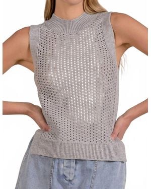 Elan Knit Sweater Tank Top - Gray