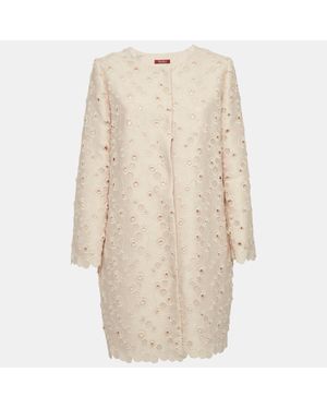 Max Mara Embroidered Cotton Coat - Natural