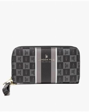 London Fog Gianna Signature Zip Around Wallet - Gray