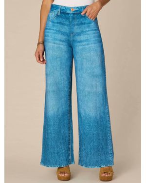Democracy Skyrise French Terry Printed Wide Leg Pants - Blue