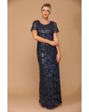 TRUEDAMES Short Sleeve Mother Of The Bride Formal Evening Dress - Blue